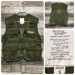 Junior Ranger Vest Adult Small Green Mesh National Park Ranger Camping Pockets